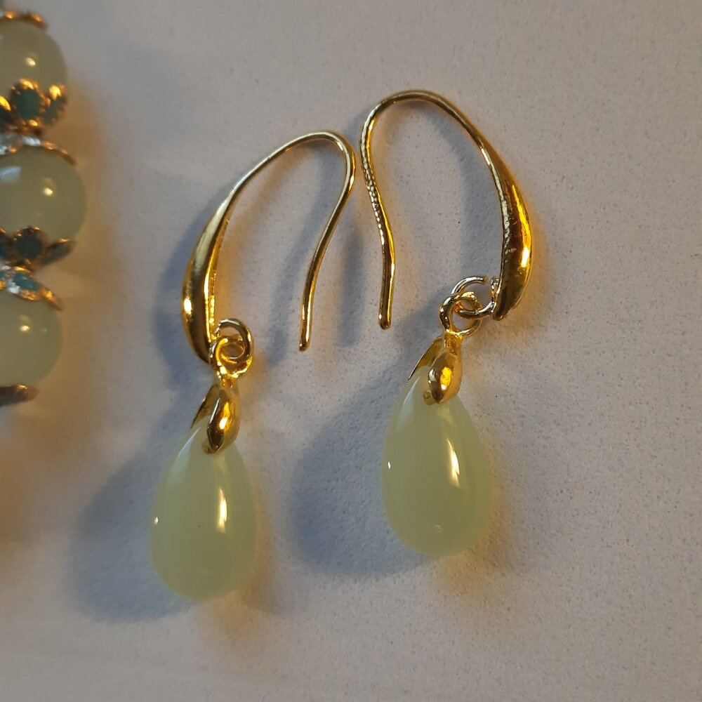 Brand New Gorgeous Cat Eye Beads, Metal Spacers Bracelet With Matching Earrings - Picture 2 of 3